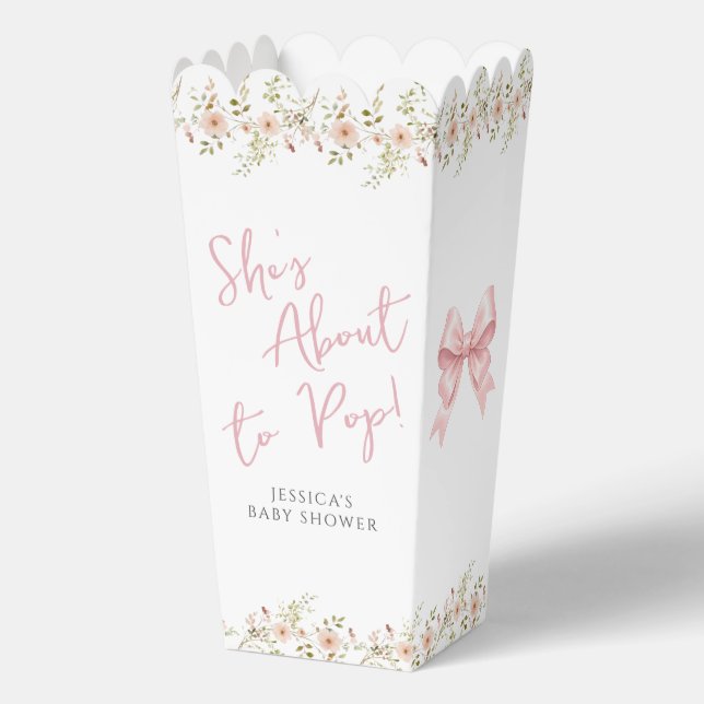 Ballotins Pink Bow Floral Shes About to Pop Baby Popcorn (Recto)