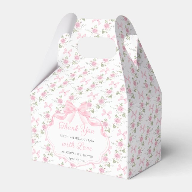 Ballotins Pink Bow Toile De Jouy Girl Baby Shower (Verso)
