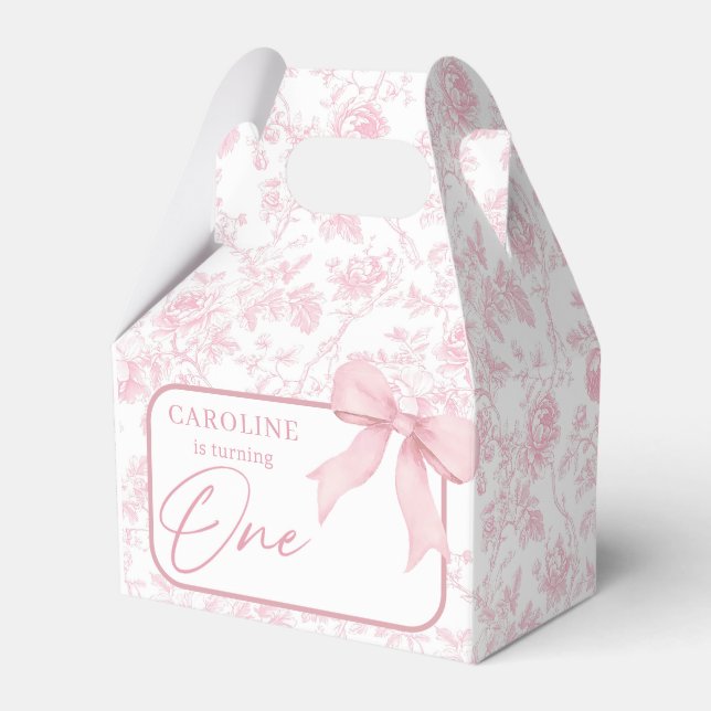 Ballotins Pink Bow toile Floral Anniversaire Ballotin (Verso)
