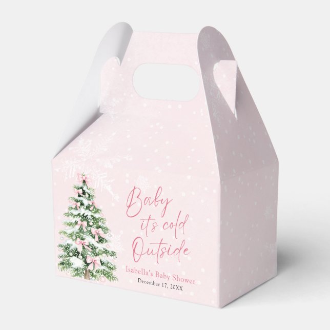 Ballotins Pink Bows Girl Baby It's Cold Outside Baby Shower (Verso)