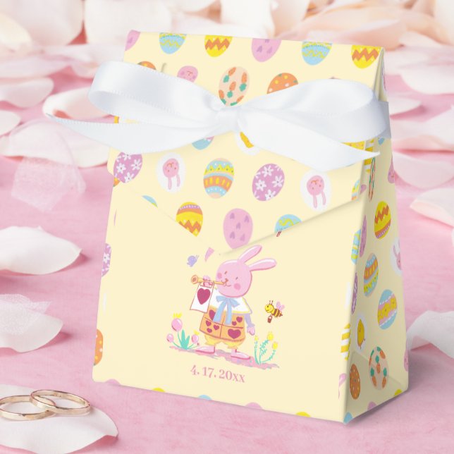 Ballotins Pink Bunny & Egg Pattern Yellow Kids Birthday (Mariage)