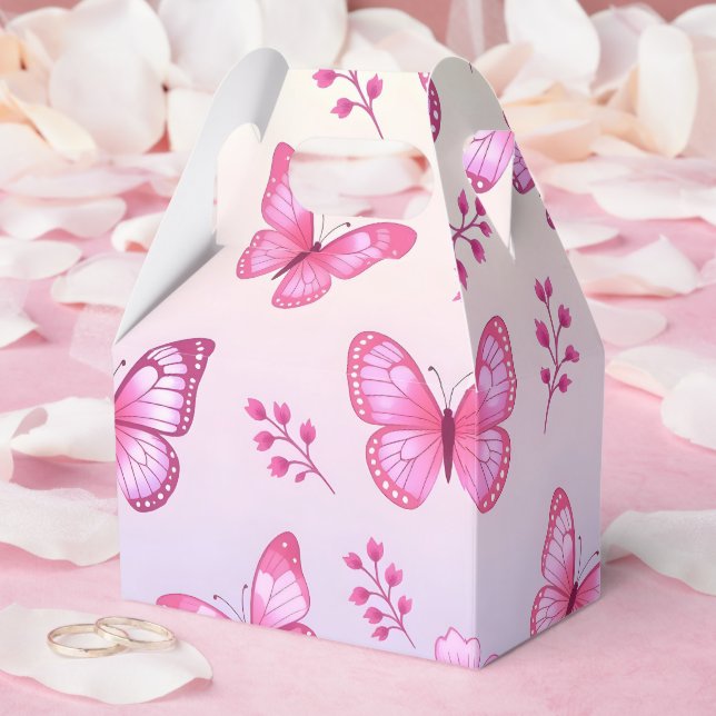 Ballotins Pink butterflies and flowers pattern (Mariage)
