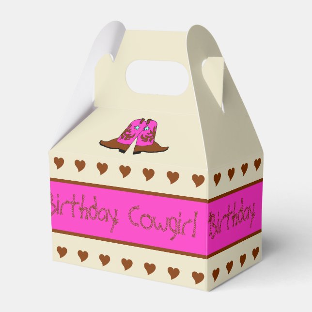 Ballotins Pink Country Western Cowgirl Boots Party boîte cad (Verso)