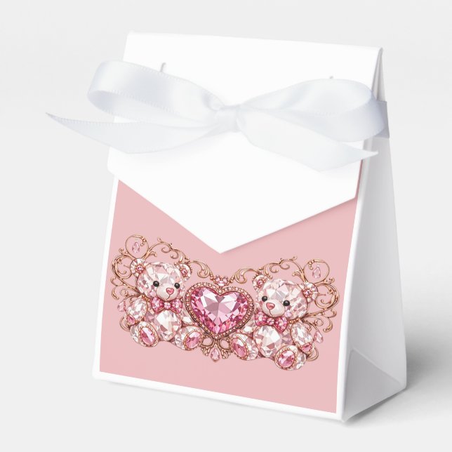 Ballotins Pink Crystal Teddy Bears with Gem Heart (Verso)