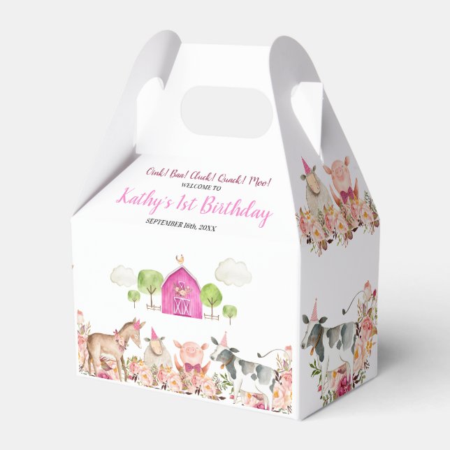 Ballotins Pink Farm House Animaux Barnyard 1er Anniversaire (Verso)