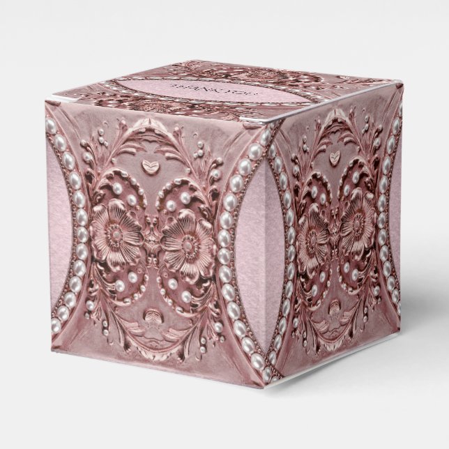 Ballotins Pink Flower Favor Box (Verso)