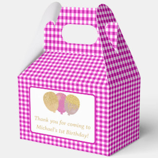 Ballotins Pink Gingham Balloons Custom Photo Birthday