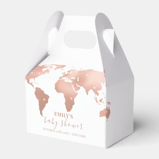 Ballotins Pink Gold World Map Voyage Baby shower d'aventure (Verso)