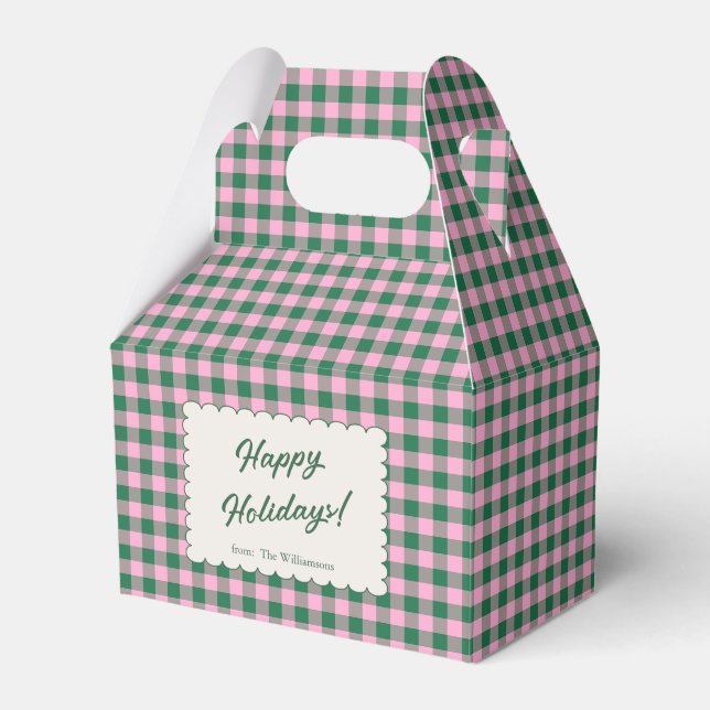 Ballotins Pink Green Gingham Plaid Personalized Christmas (Verso)