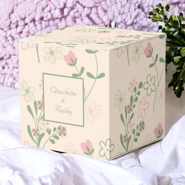 Ballotins Pink Green Retro Y2K les années 70 Fleur Motif (Zazzle Pink Green Retro Y2K 70s Flower Pattern Favor Box)