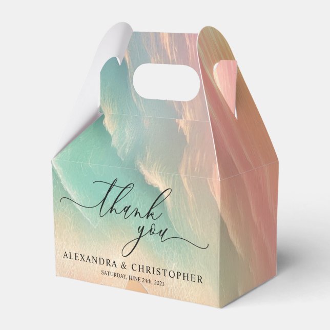 Ballotins Pink Green Sunny Ocean Beach Mariage de la fête d' (Verso)