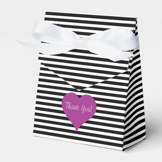Ballotins Pink Love Heart Black & White Striped Motif Nom (Verso)