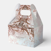 Pink Ornate Pearl and Floral Favor Box