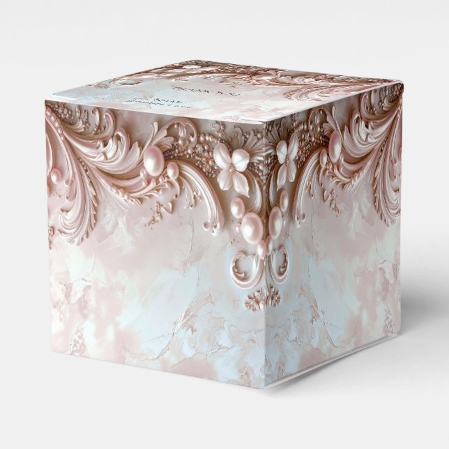 Ballotins Pink Ornate Pearl and Floral Favor Box (Verso)