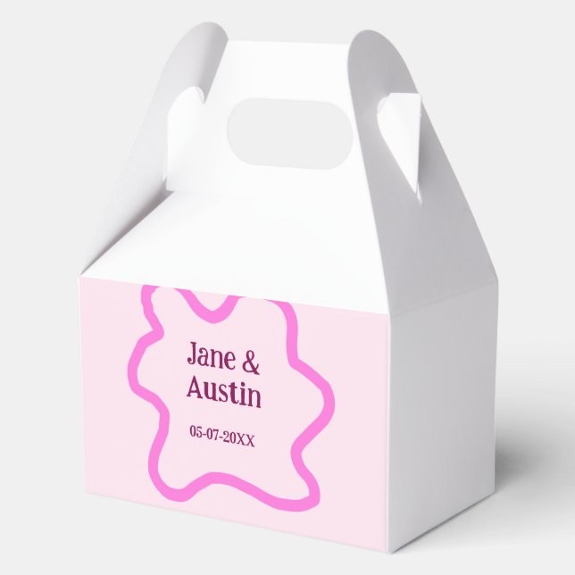Ballotins Pink pastel rétro mariage bordure nom date (Recto)