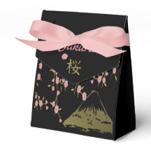Pink Sakura Gold Noir Japonais Ballotin d'impressi