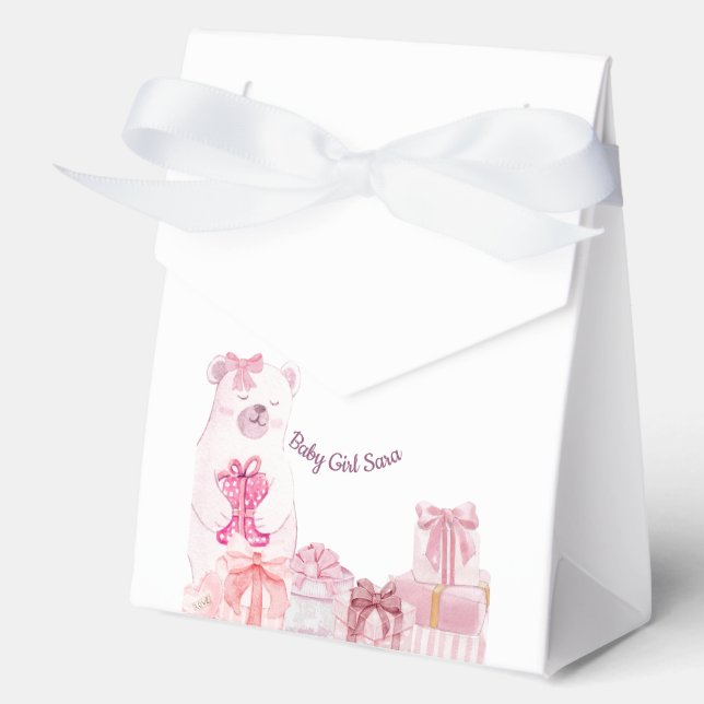Ballotins Pink Teddy Bear Baby Shower Favor Bag (Recto)