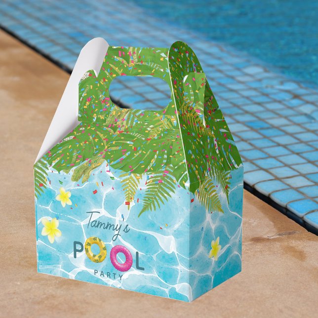 Ballotins Piscine tropicale Piscine de fête Anniversaire (Tropical Pool Party Swimming Pool Birthday Favor Box)