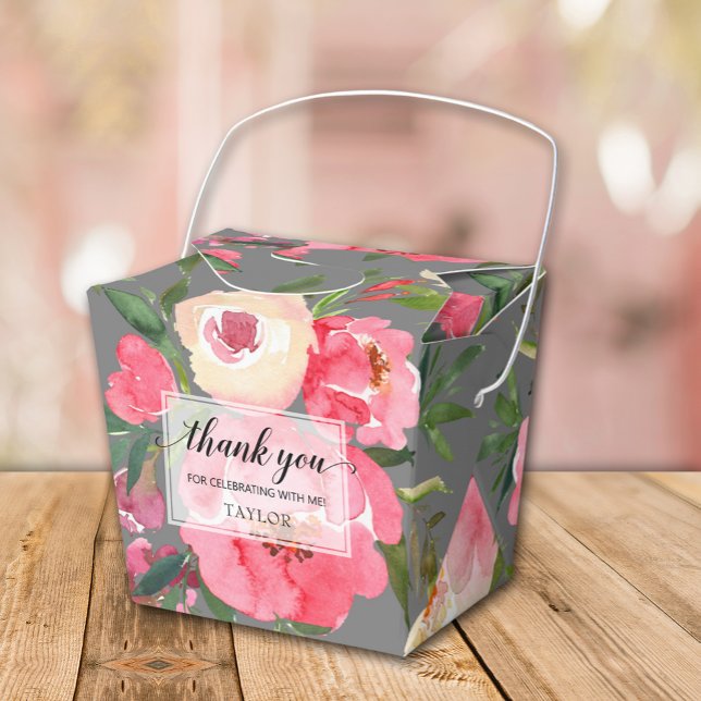 Ballotins Pivoines Chic Fleurs sur Gris (Créateur téléchargé)