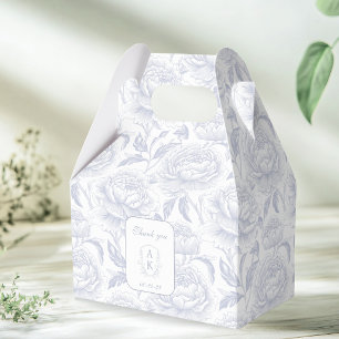 Ballotins Pivoines en chinoiserie avec blason monogrammé ble