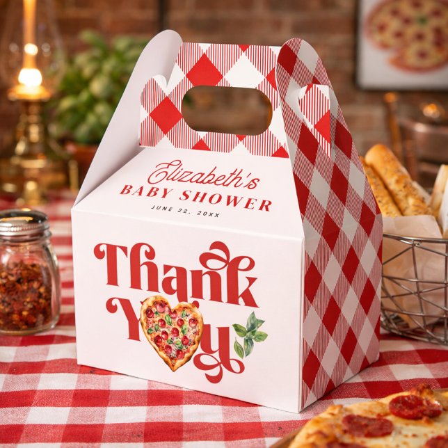 Ballotins Pizza Thème Rouge Blanc  (Red White Pizza Themed Favor Boxes)