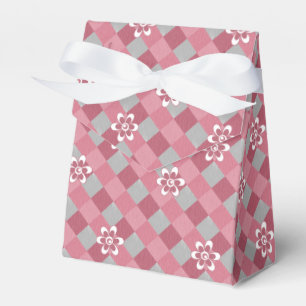 Ballotins Plaid gris et rose avec fleurs camomilaires