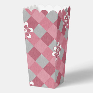 Ballotins Plaid gris et rose avec fleurs camomilaires