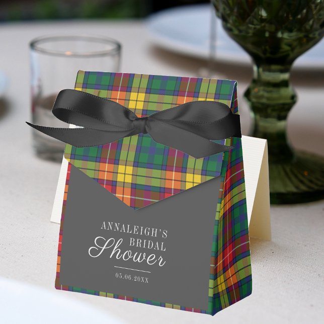 Ballotins Plaidé Tartan Vert Rustique Mariage (Plaid Rustic Buchanan Tartan Bridal Shower Favor Box)