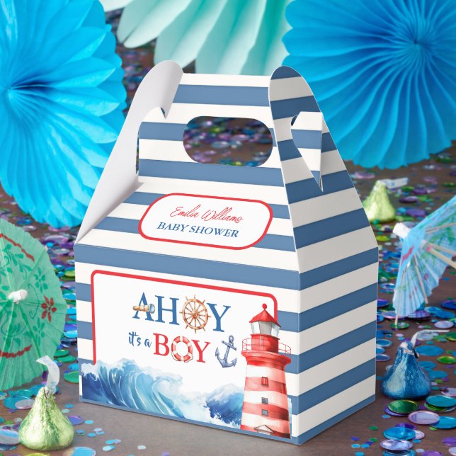 Ballotins Playful Red Blue Nautical Waves Baby Shower (Fête)