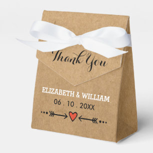 Ballotins Poignées et flèches roses Merci Mariage rustique