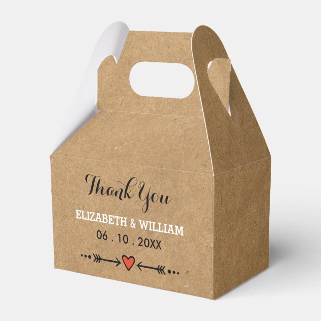 Ballotins Poignées et flèches roses Merci Mariage rustique (Verso)