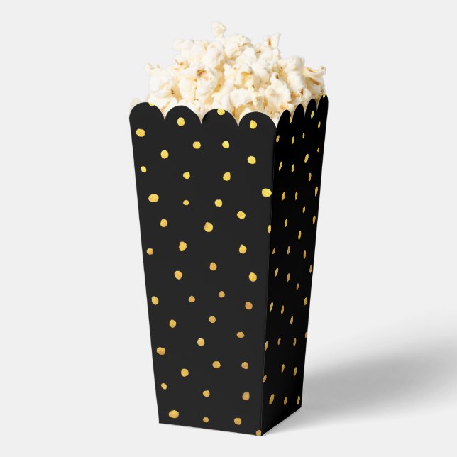 Ballotins Points de feuille d'or chic Élégant noir (Sauté)
