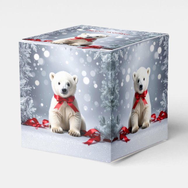 Ballotins Polar Bear Christmas Holiday Favor Box (Verso)
