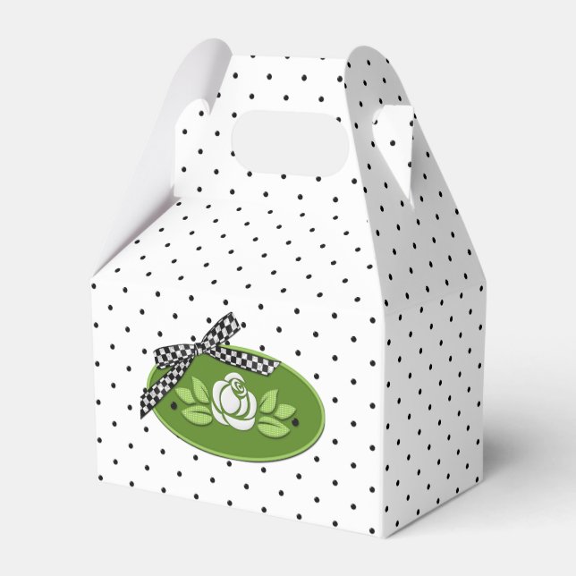 Ballotins Polka Dot Rose White Gable Party Favor Box (Verso)