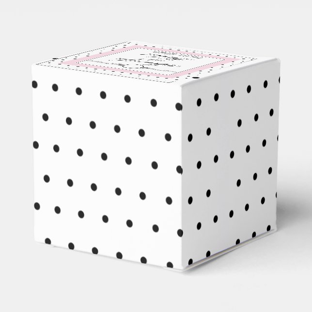 Ballotins Polka Noir et Blanc Pot Boîte de Faveur Mariage (Arrière)