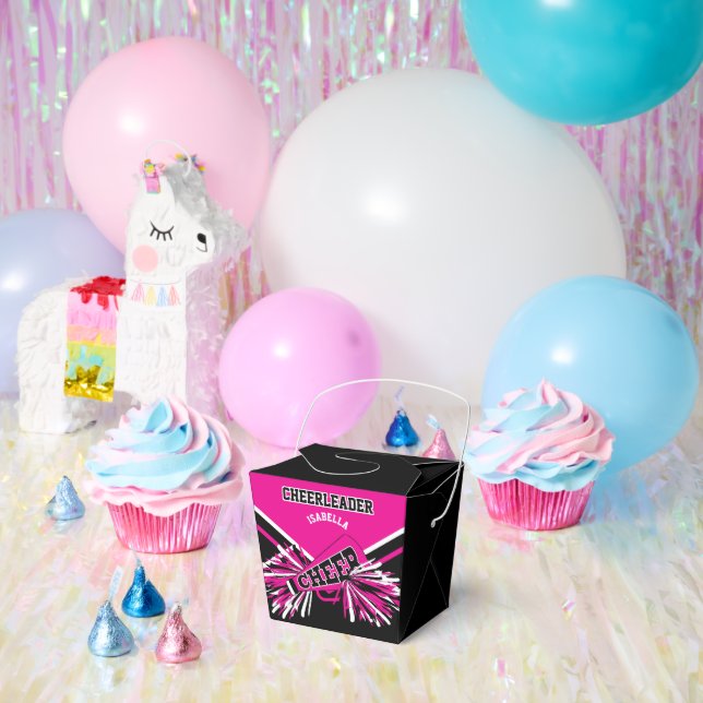 Ballotins Pom-pom girl en rose chaud, blanc et noir (Fête)