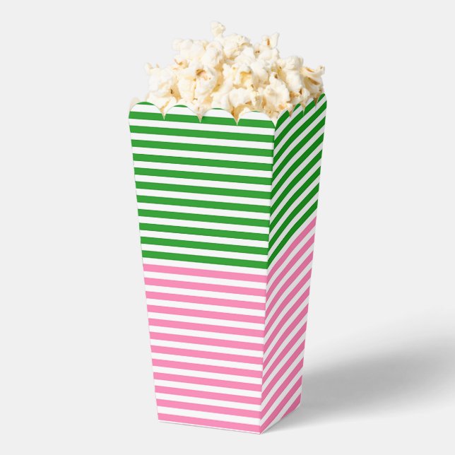 Ballotins Popcorn à rayures horizontales roses et vertes (Sauté)