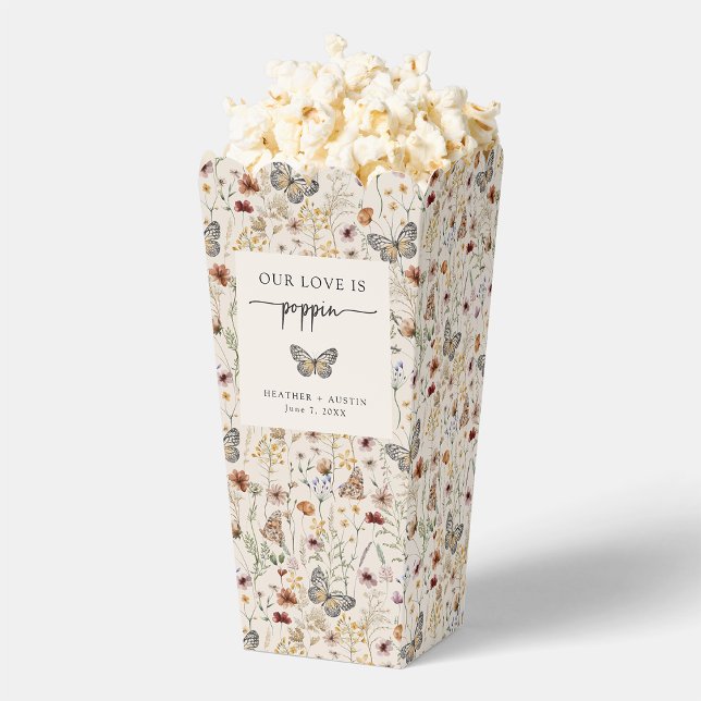 Ballotins Popcorn Papillon Bohème (Tan Wildflower Boho Butterfly Popcorn Favor Boxes by Painted Paperie
)