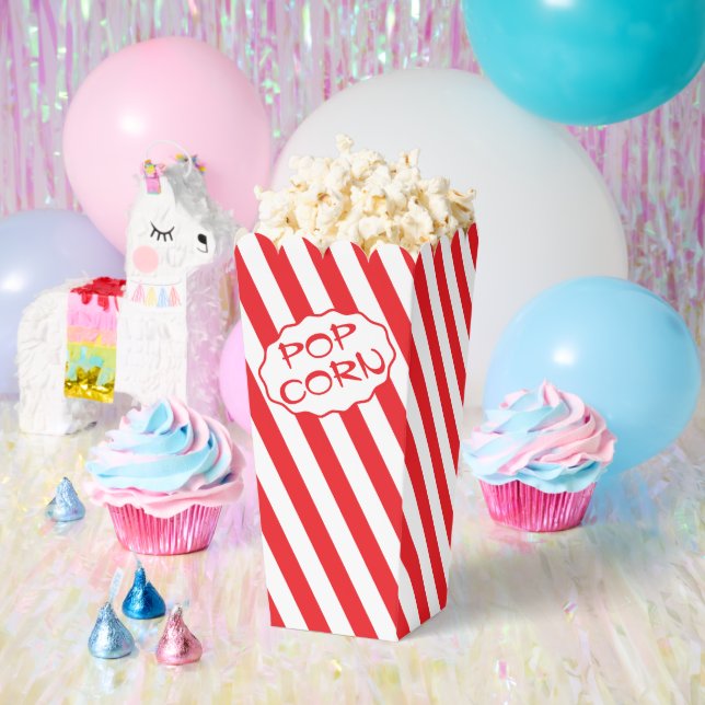 Ballotins Popcorn sur mesure à rayures rouges et blanches vi (Fête)