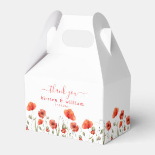 Ballotins Poppies d'aquarelle rouge, Merci Mariage