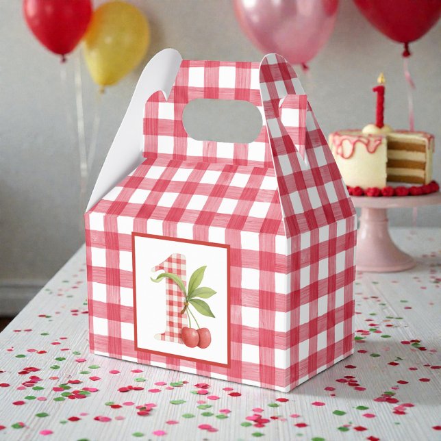 Ballotins Premier anniversaire cerise gingham de bébé (Créateur téléchargé)