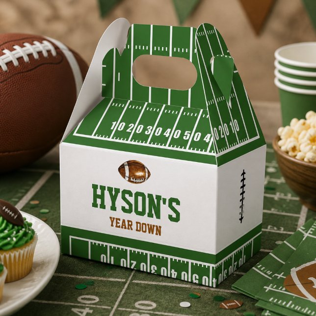 Ballotins Première année réussie | Fête d'anniversaire de fo (First Year Down | Football 1st Birthday Party Favor Boxes)