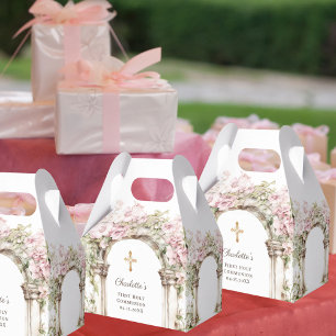 Ballotins Première communion Arceau de fleurs roses