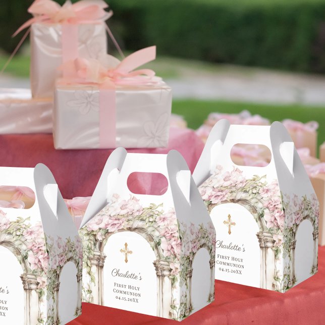 Ballotins Première communion Arceau de fleurs roses (Créateur téléchargé)