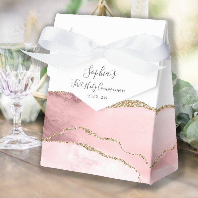 Ballotins Première communion écriture Agate Rose Pâle Or (Créateur téléchargé)