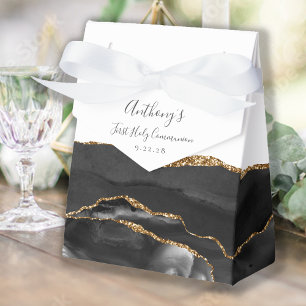 Ballotins Première communion écriture Black Gold Agate
