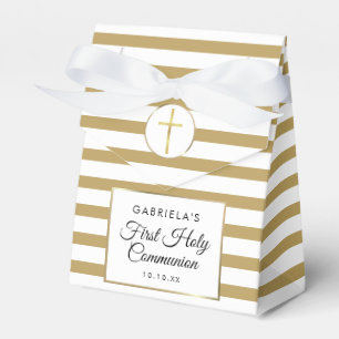 Ballotins Première communion élégante à rayure dorée