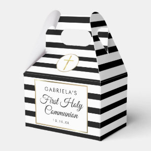 Ballotins Première communion élégante rayée de noir et d'or