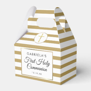 Ballotins Première communion élégante rayure dorée chic