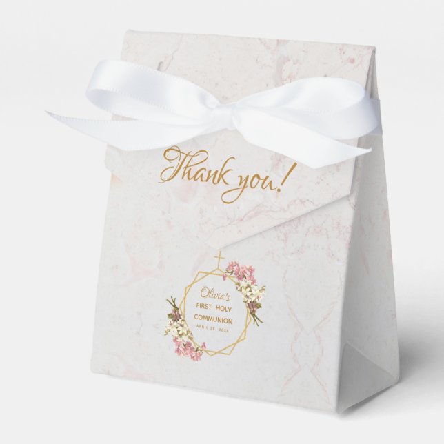 Ballotins Première Communion Marbre Or Orchidées Floral Girl (Verso)